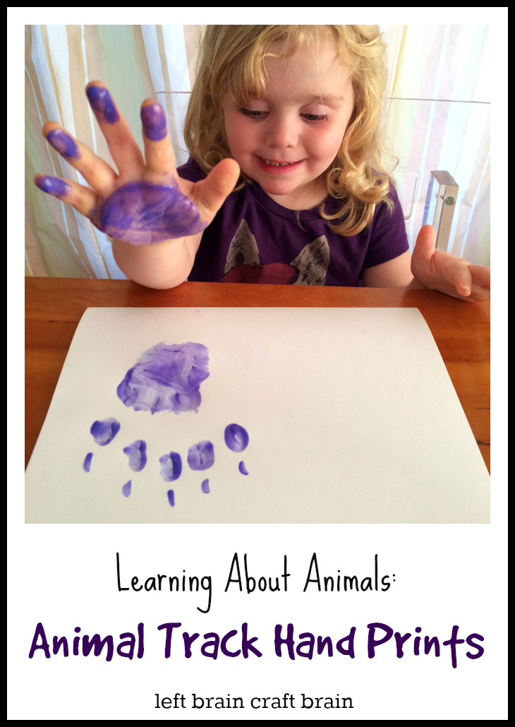 Learning About Animals Animal Track Hand Prints left brain craft brain