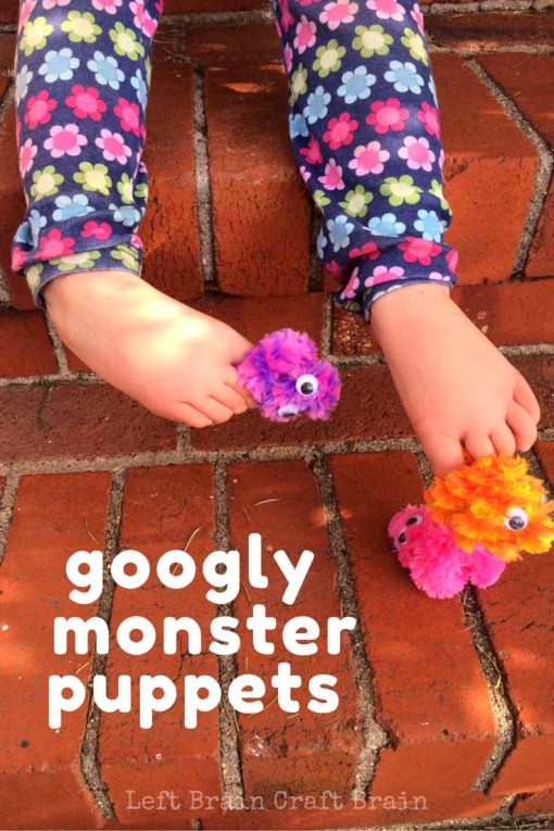 Make these super simple googly monster finger puppets (or toe puppets!) and invite the kids to have some fun, imaginative play.
