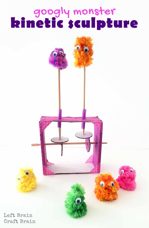 Googly Monster Kinetic Sculpture is a fun way to teach kids kinetics, the study of how forces make things move.  Perfect STEM and STEAM skills builder.
