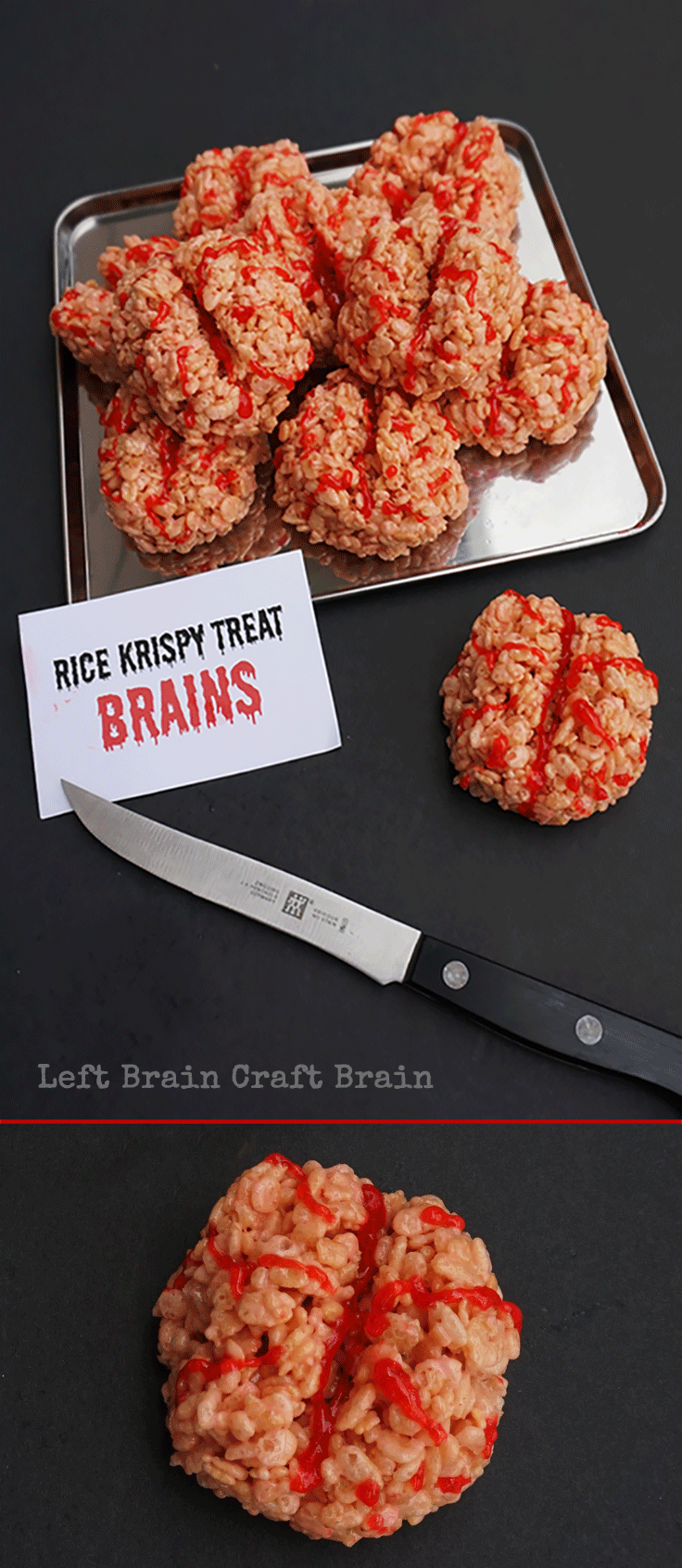 Totally delicious, totally creepy Rice Crispy Treat Brainsare perfect for your Halloween or Mad Scientist get-togethers.
