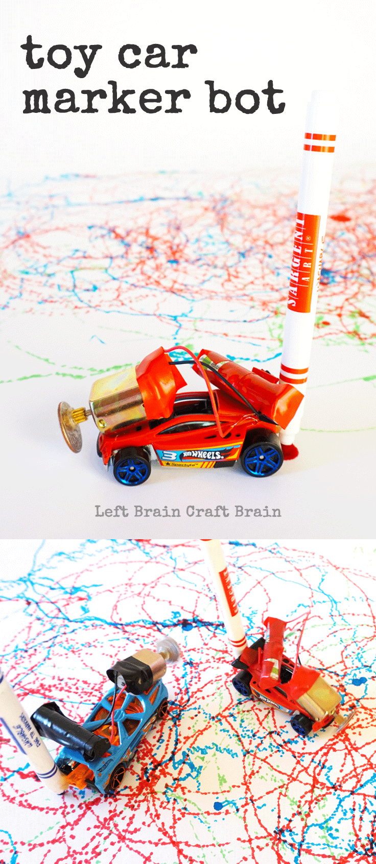 Upcycle those old toy cars with STEAM with these creative Toy Car Marker Bots.