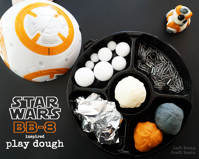 Have some Star Wars: The Force Awakens droid building fun with this BB-8 inspired play dough tray.