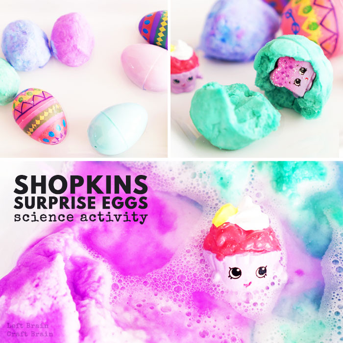 These Shopkins Surprise Eggs combine kids' favorite characters with a fun and foaming science experiment. Perfect for Easter or birthday parties.