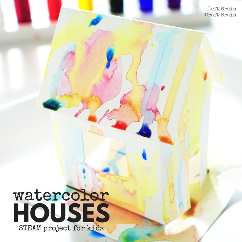 These watercolor paper houses are a perfect STEAM project because they combine engineering and art in design.