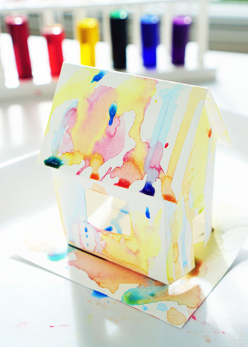 watercolor house with test tubes