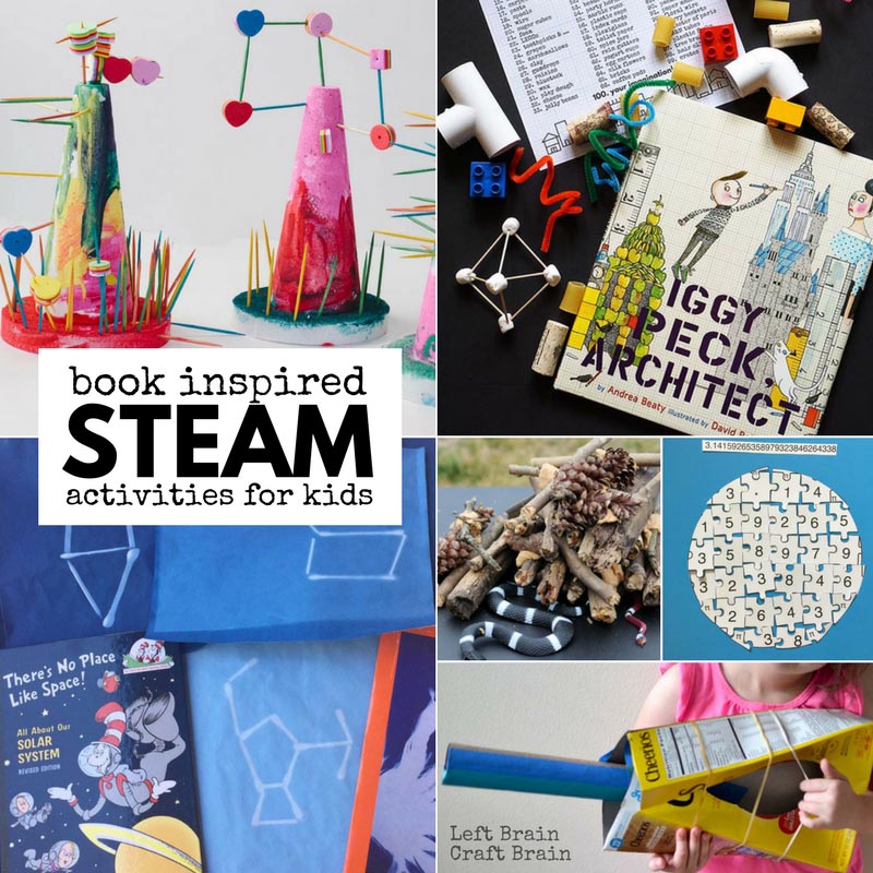 Kids have more fun when you combine favorite books with science, technology, engineering, art, & math with these Book Inspired STEAM Activities for Kids.