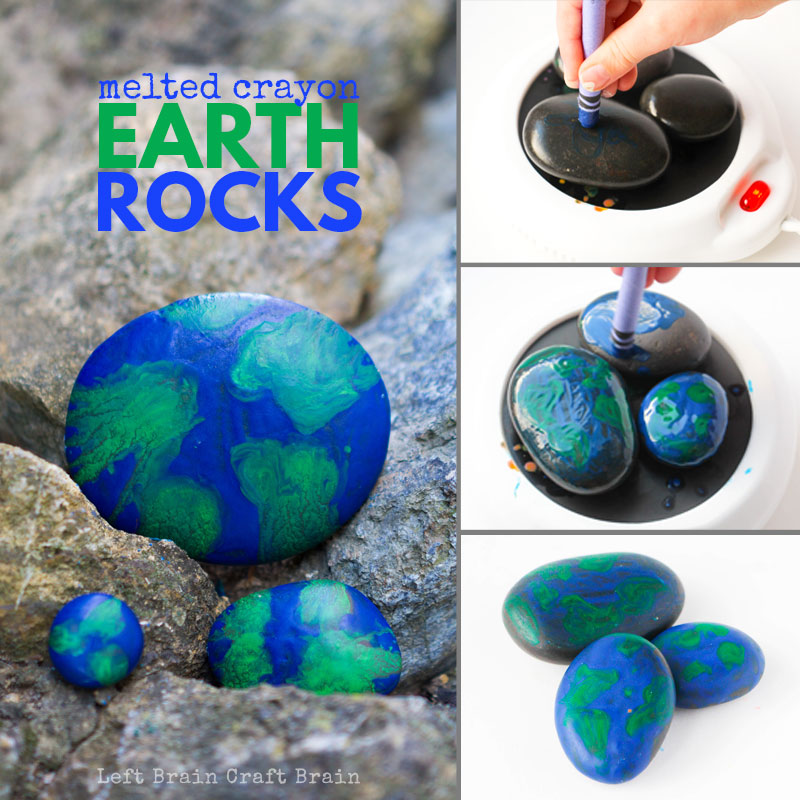 These super easy and super fun Earth Melted Crayon Rocks are a great craft for Earth Day or any other day of the year that you're celebrating Mother Earth. 