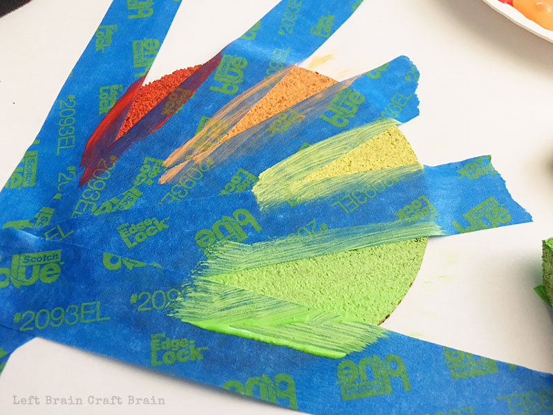Paint each triangle of your painted coasters a different color. 