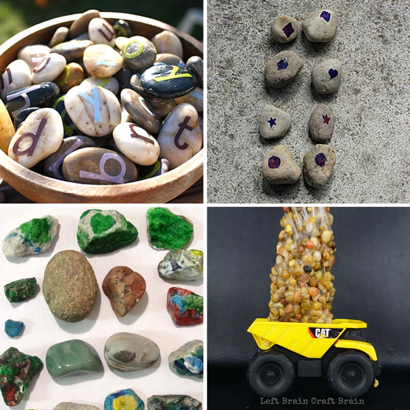 Rock activities like rock memory game, rock slime, rock collections, letter rocks
