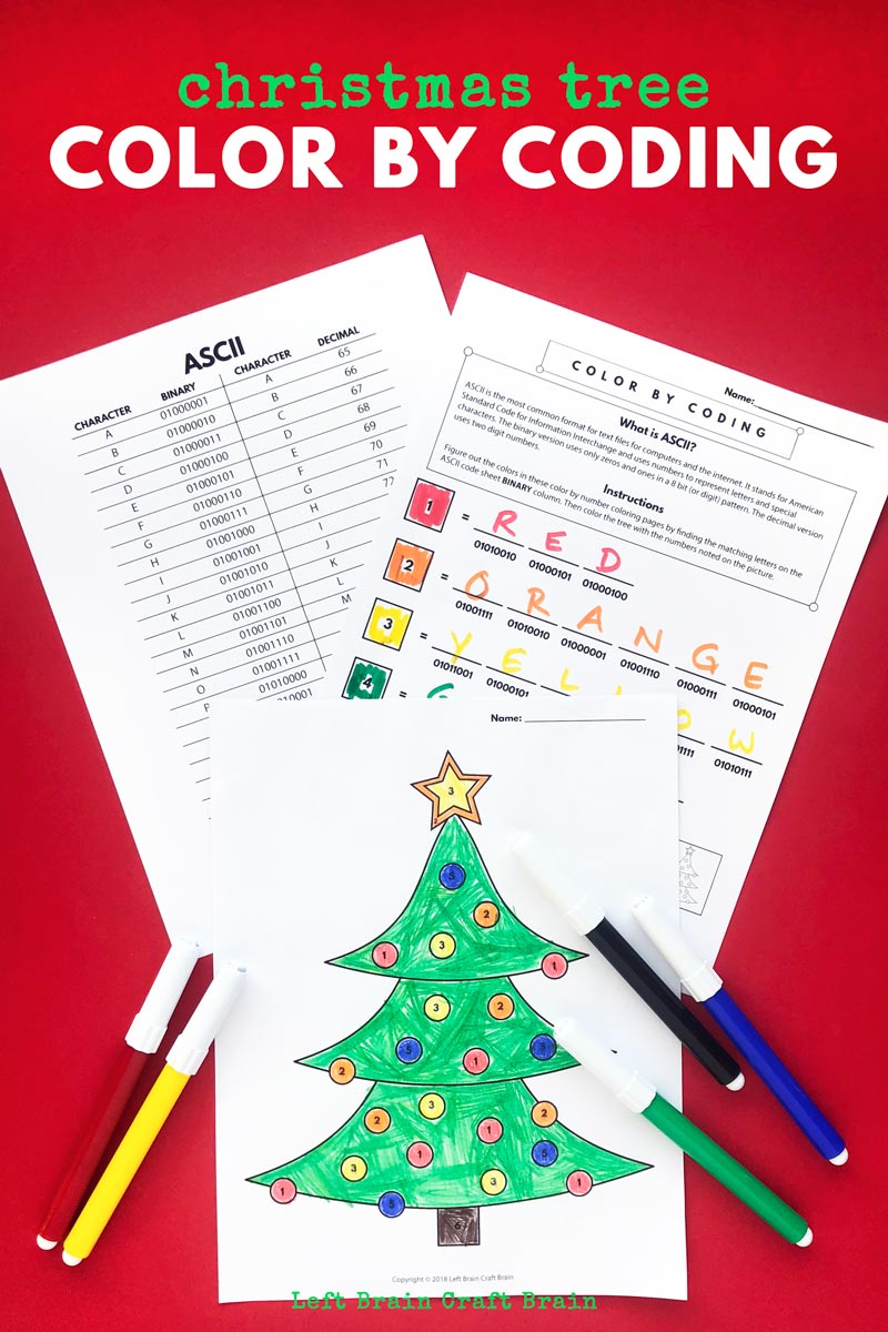 Kids will love deciphering the code in this festive Christmas tree color by coding Christmas coloring page. This fun holiday activity uses ASCII to create color codes. It's an easy way to add STEM and STEAM to the classroom or home this December and Christmas.
