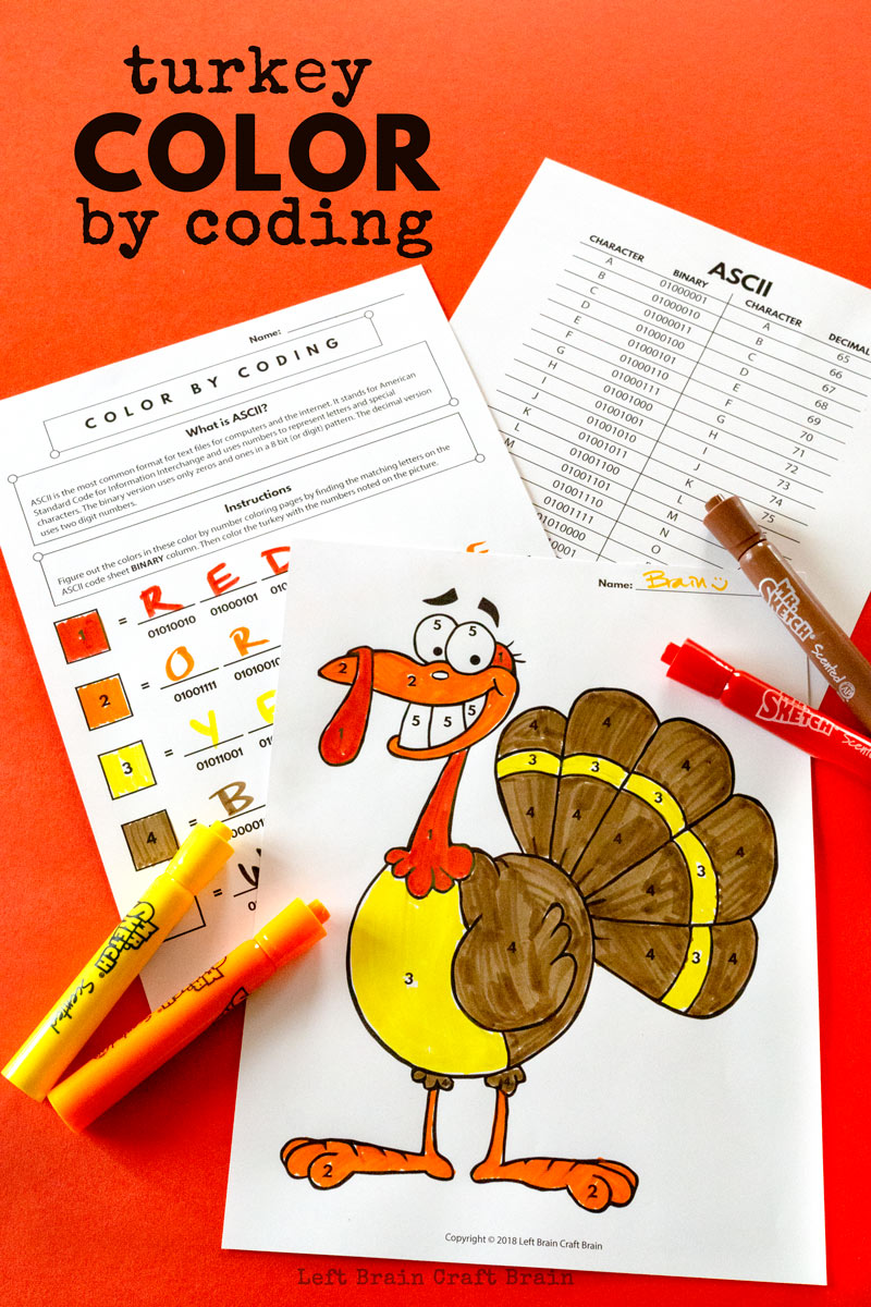 Kids will love deciphering the code in this cute Thanksgiving STEAM activity printable! Turkey color by coding uses ASCII to create color codes. It's an easy way to add STEM and STEAM to the classroom or home this November and Thanksgiving.