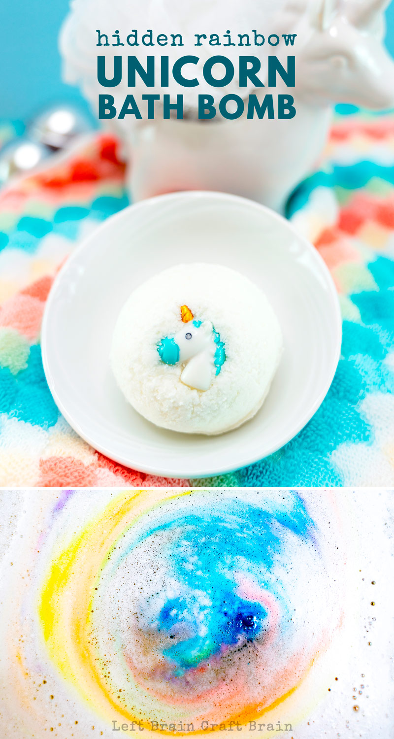 Bath time reveals a colorful surprise in these sweet Hidden Rainbow Unicorn DIY Bath Bombs.