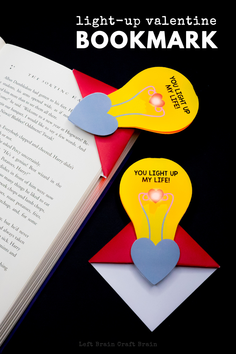 Light Up Valentine Corner Bookmark - Left Brain Craft Brain