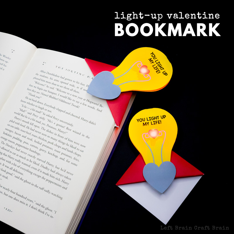 lightbulb valentine light up bookmark