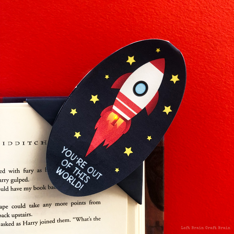 You're Out of This World Light Up Rocket Corner Bookmark