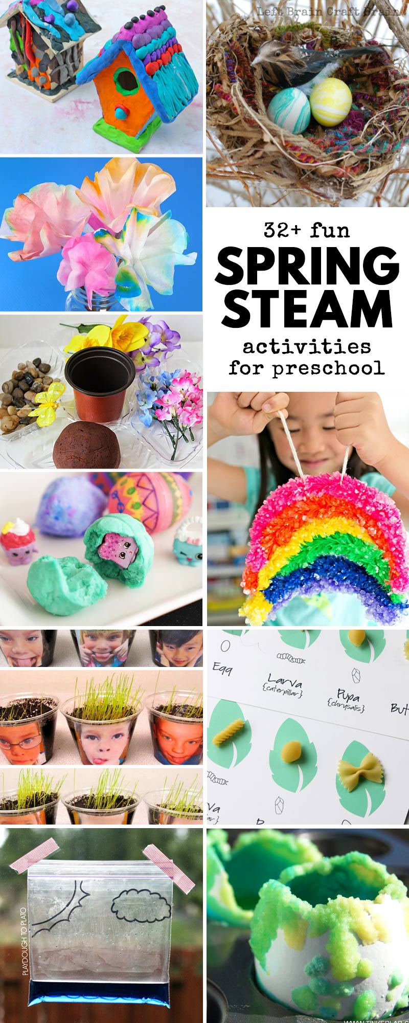 Learn this spring with STEAM! Tons of garden, Easter, weather, birds & butterfly Science, Technology, Engineering, Art & Math activities for preschoolers.