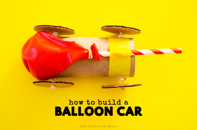 How to Build a Balloon Car with toilet paper roll, cardboard, paper straws, and a balloon