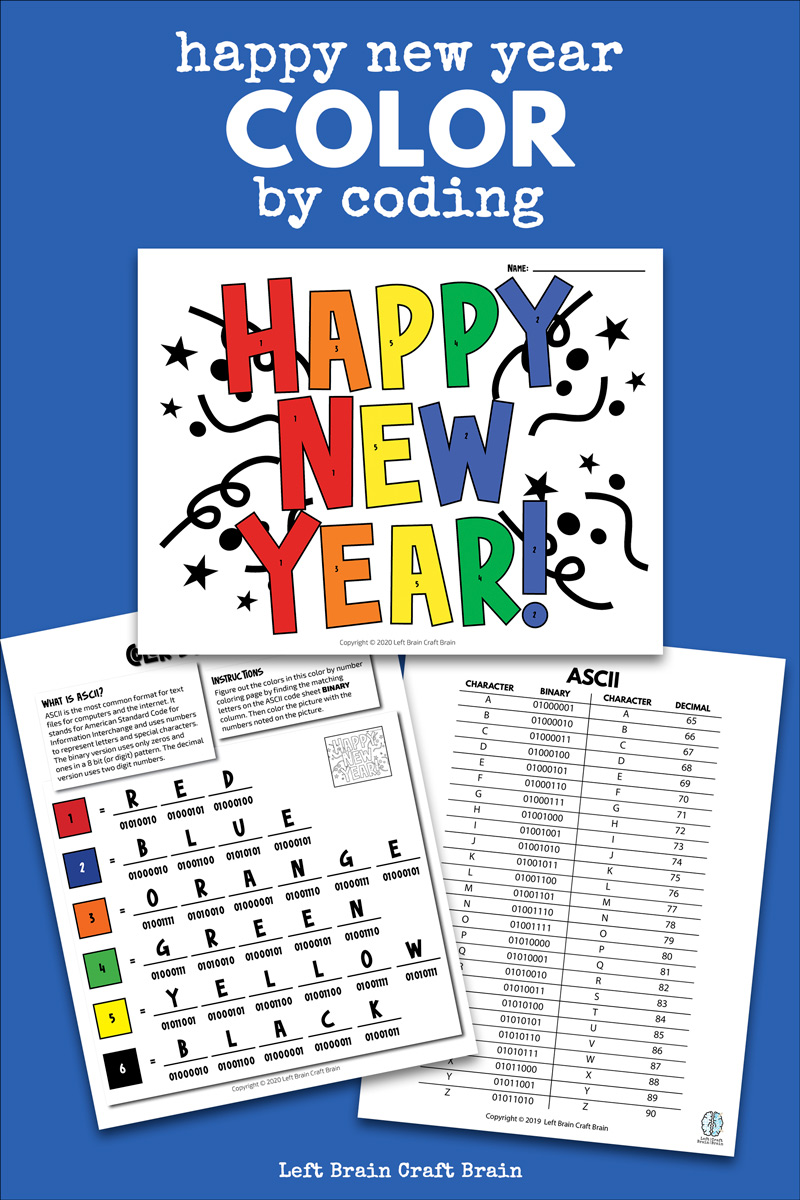 Kids will love deciphering the code in this festive color by coding Happy New Year coloring page. This fun holiday activity uses ASCII to create color codes. It's an easy way to start the new year with STEM and STEAM to the classroom or home!