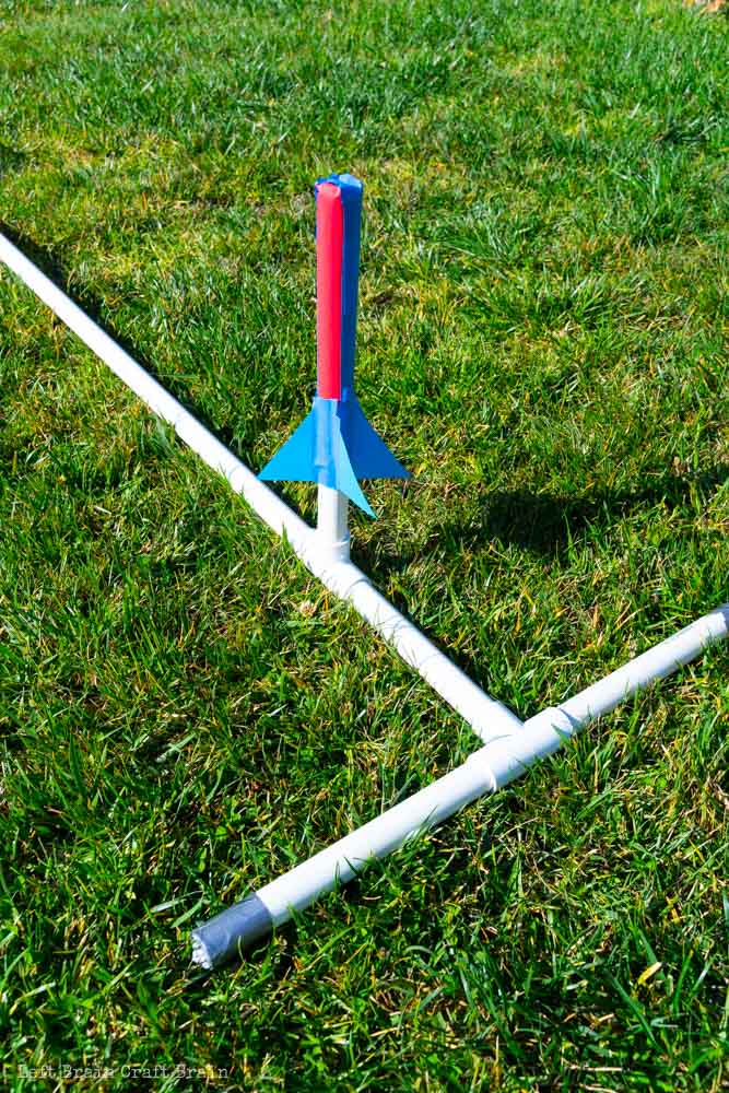 Closeup of the diy stomp rocket launcher with duct tape on ends
