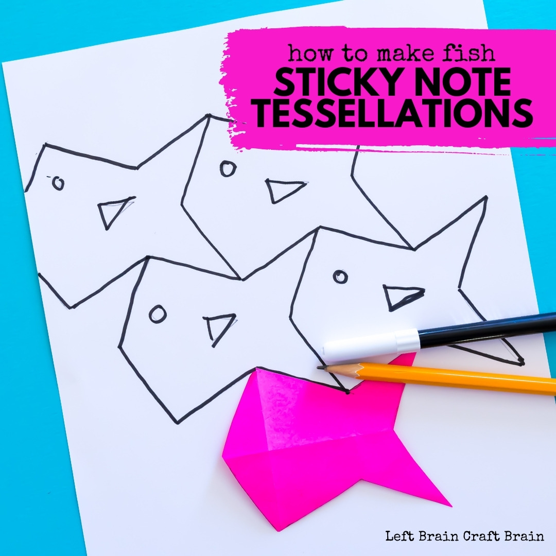 Sticky note fish tessellations art is fun to create are also a great way to learn math. This STEAM learning project is perfect for school or at home.