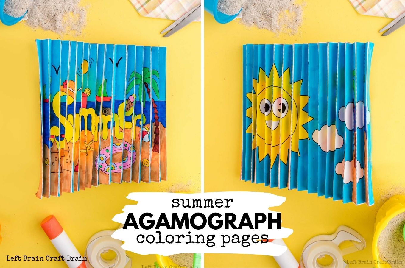 Have some fun coloring this summer with an agamograph, a unique paper craft. It flips the picture when you shift the angle for twice the fun.