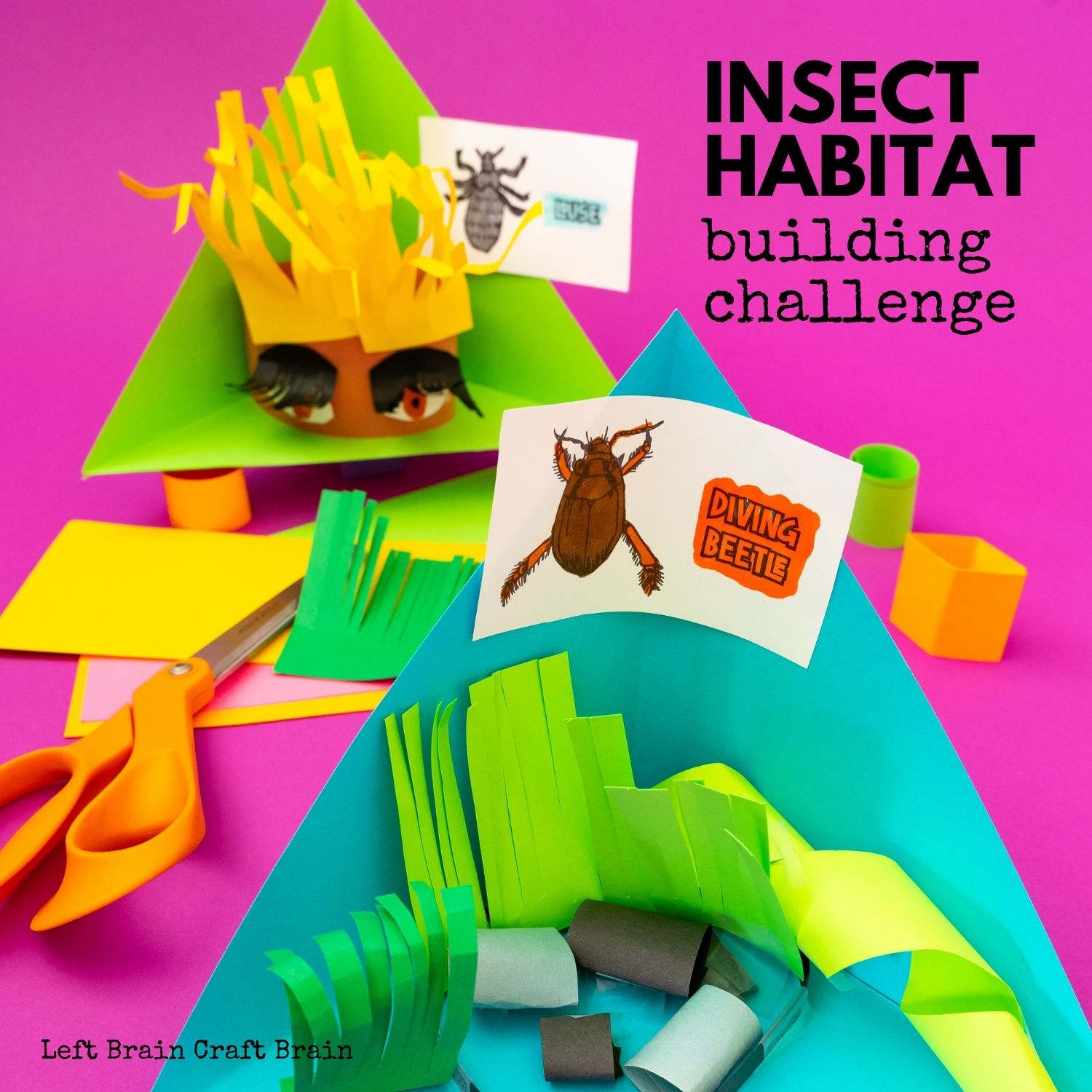 This Insect Habitat Building Challenge helps kids learn about animal habitats and build fine-motor skills with fun paper cutting techniques. It's budget-friendly STEAM fun!