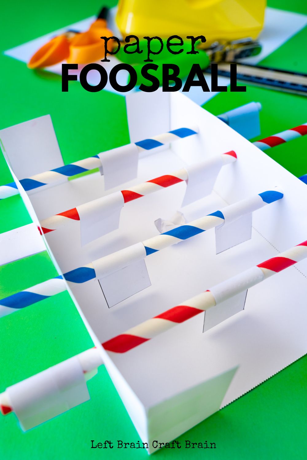 Grab some paper and straws to make a cool paper foosball game. It's a fun, mini version of people's favorite soccer and football game.