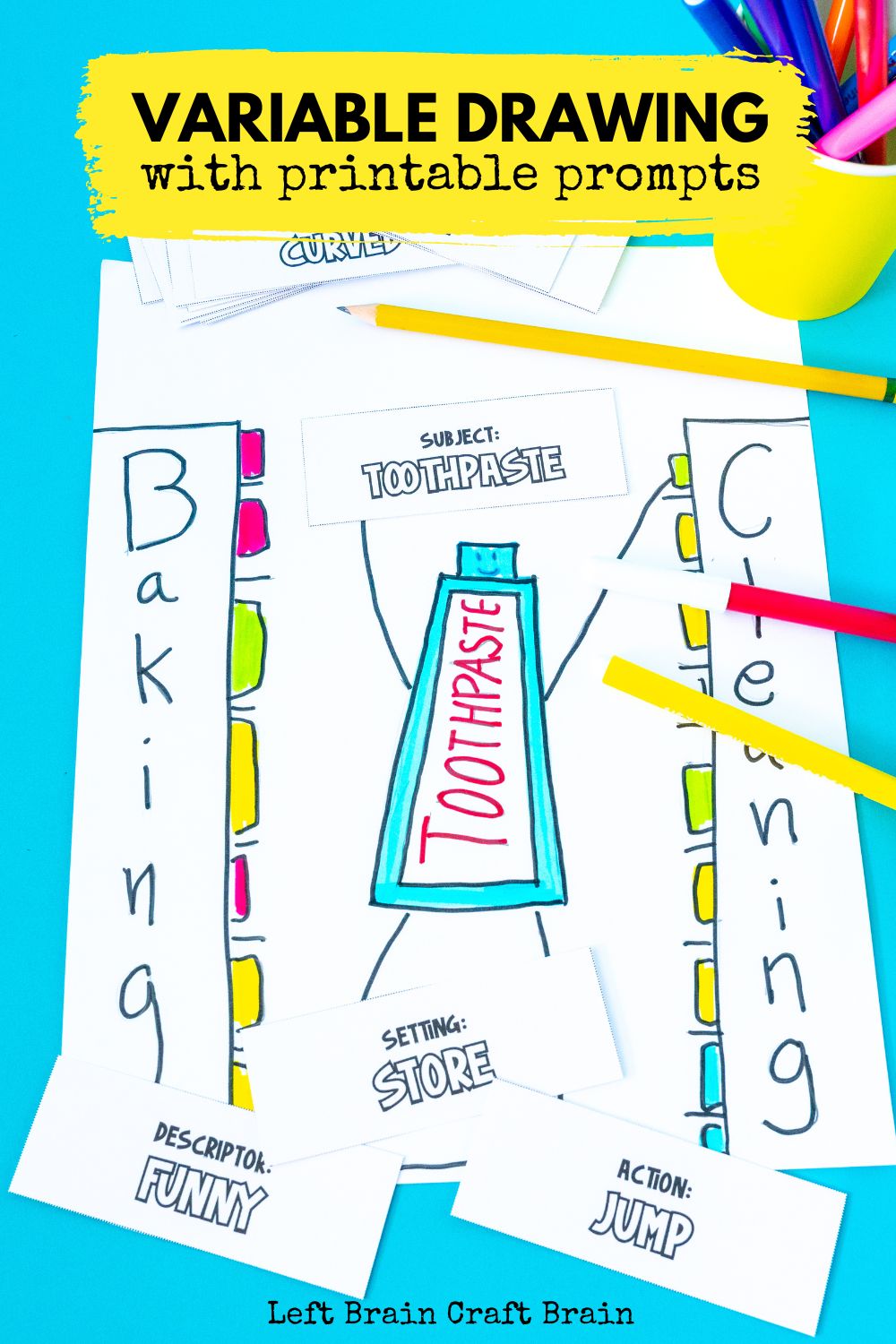 The kids will love drawing something unique with Variable Drawing. The free printable drawing prompts make it easy.