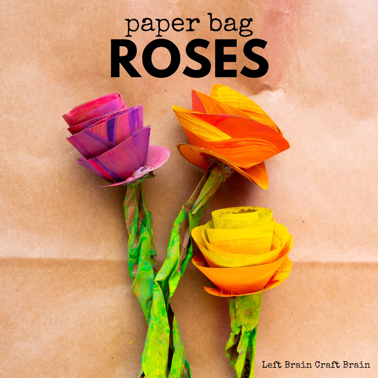 Give plain grocery bags a gorgeous floral treatment with this paper roses craft! Paper roses make a great gift from the kids.